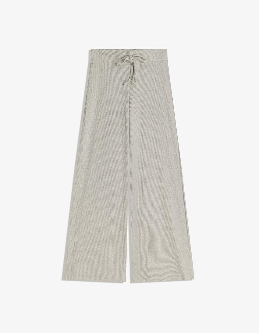 Ribbed sweater and wide-leg trousers set-Ribbed sweater and wide-leg trousers set