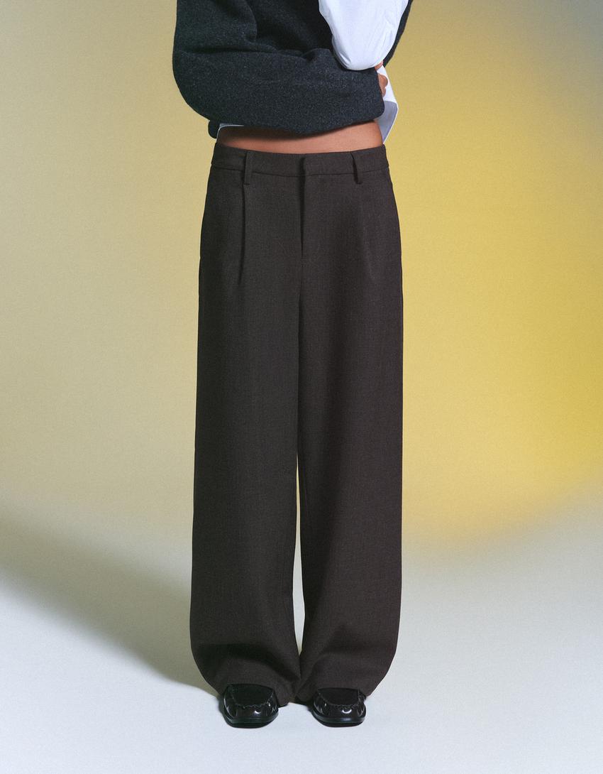 Voluminous trousers with double fabric-Grey