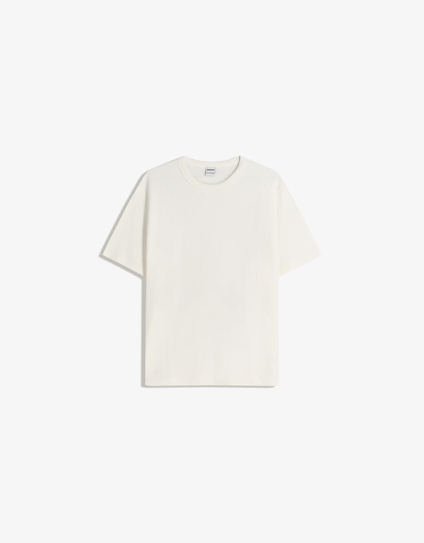 Textured short sleeve T-shirt-Off white