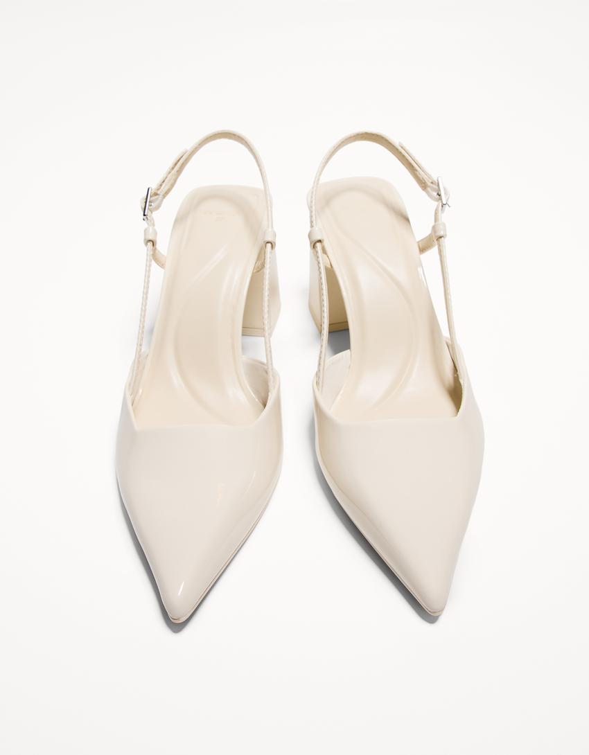 Slingback-sko med blokhæl-BEIGE