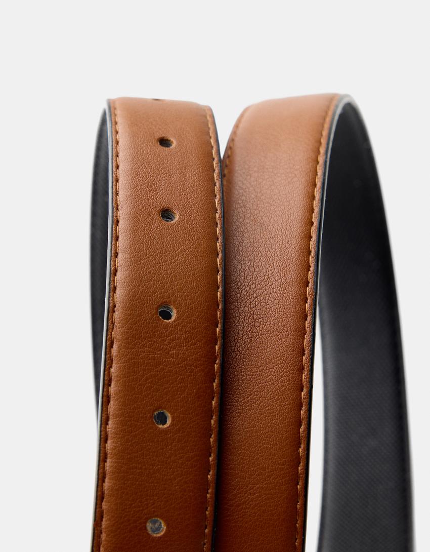 Ceinture fine réversible-Noir