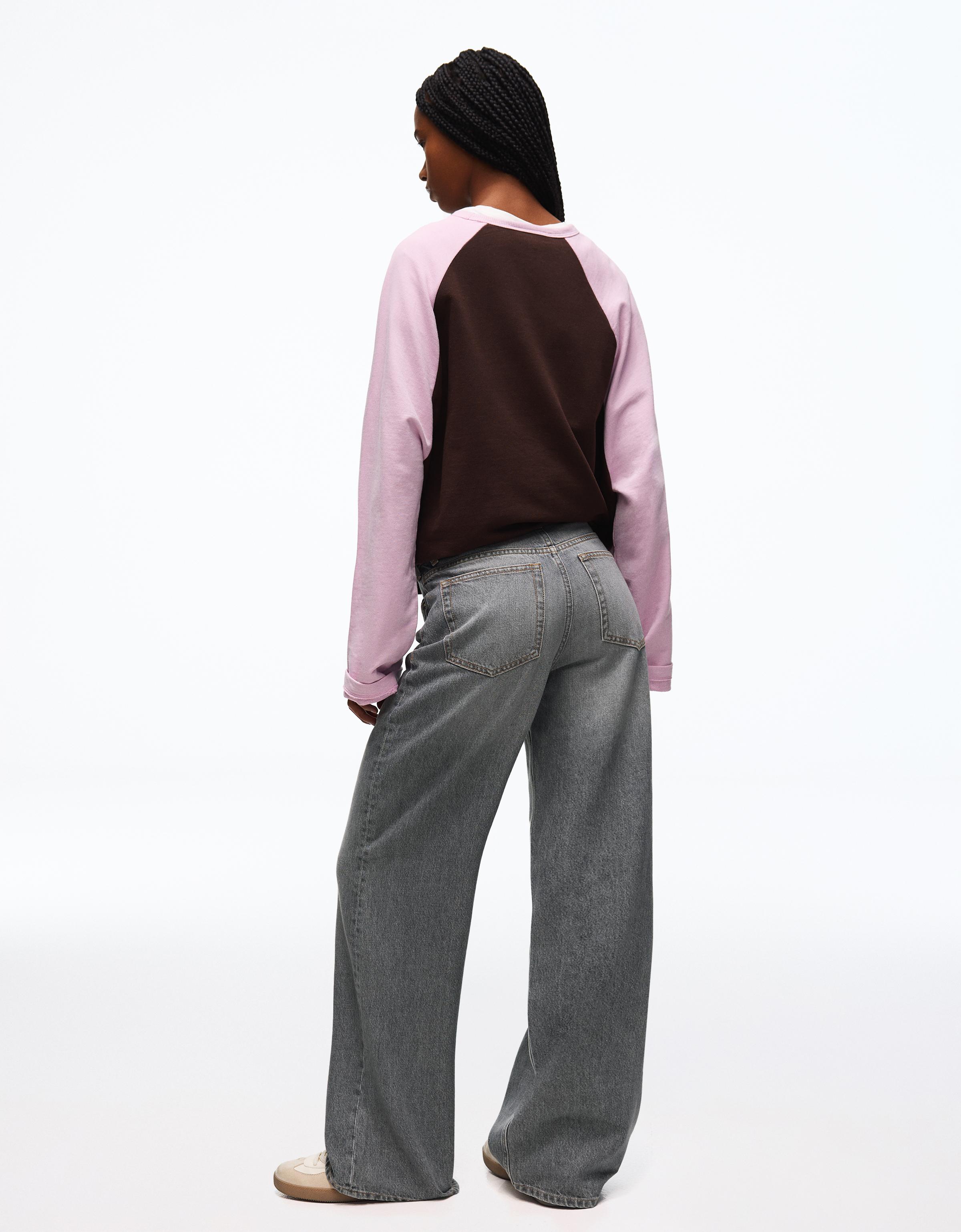 Wide-leg cross-waist jeans — Grey