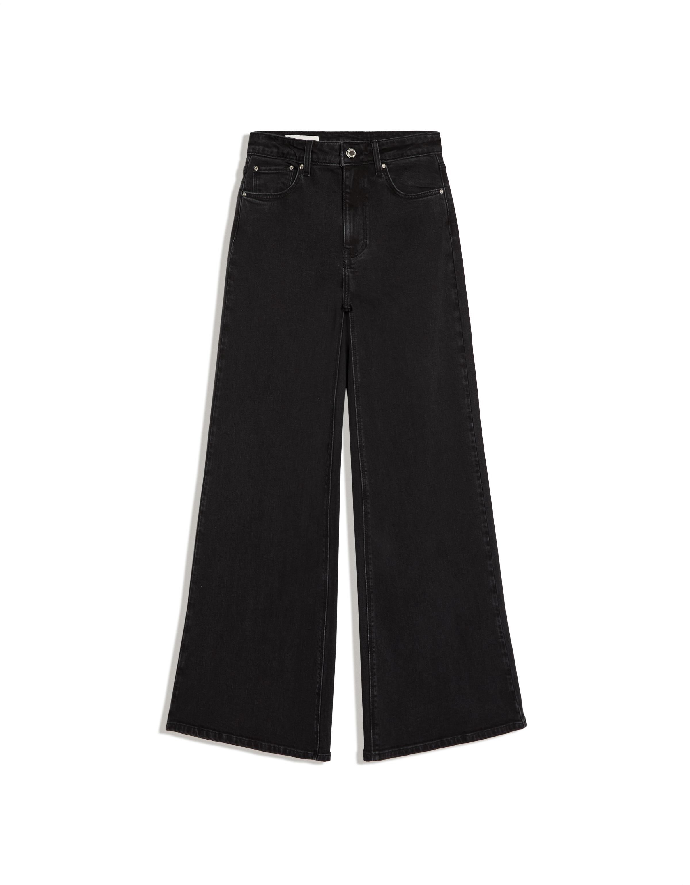 High-waist wide-leg jeans — Black