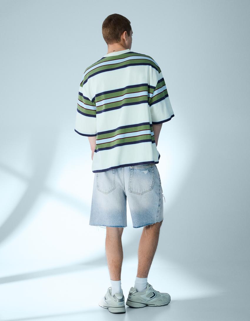 Bermuda denim rotos-Azul claro