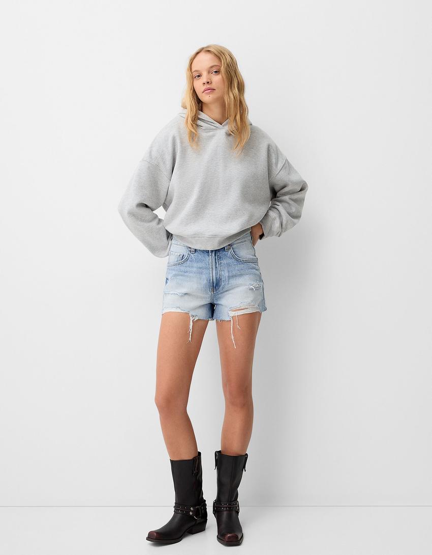 Short denim rotos-Azul lavado-0