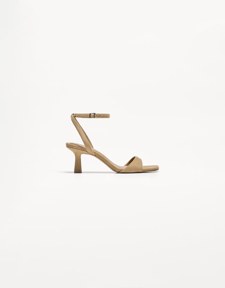 Sandale talon bride cheville-Marron clair-4
