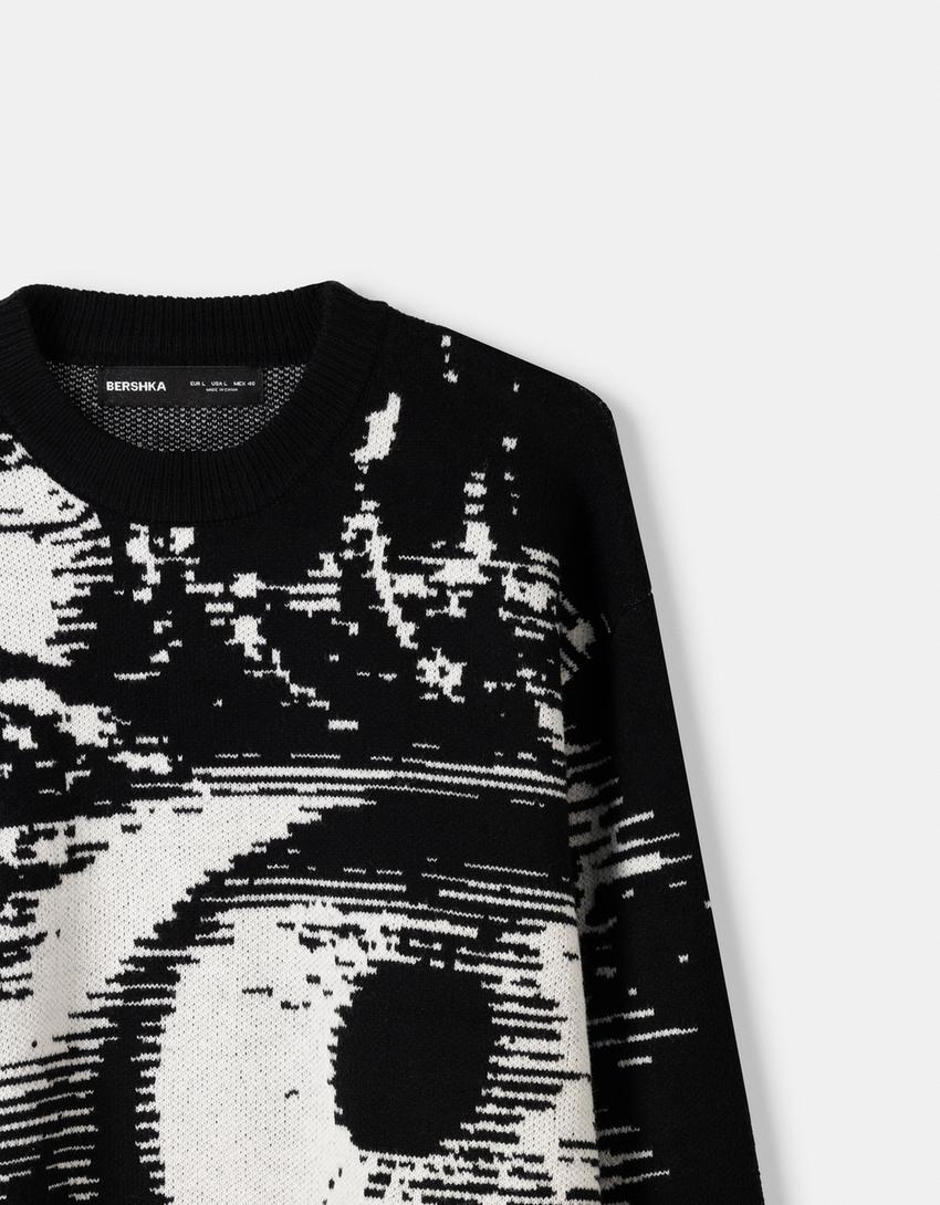 Pull jacquard imprimé-Noir-2