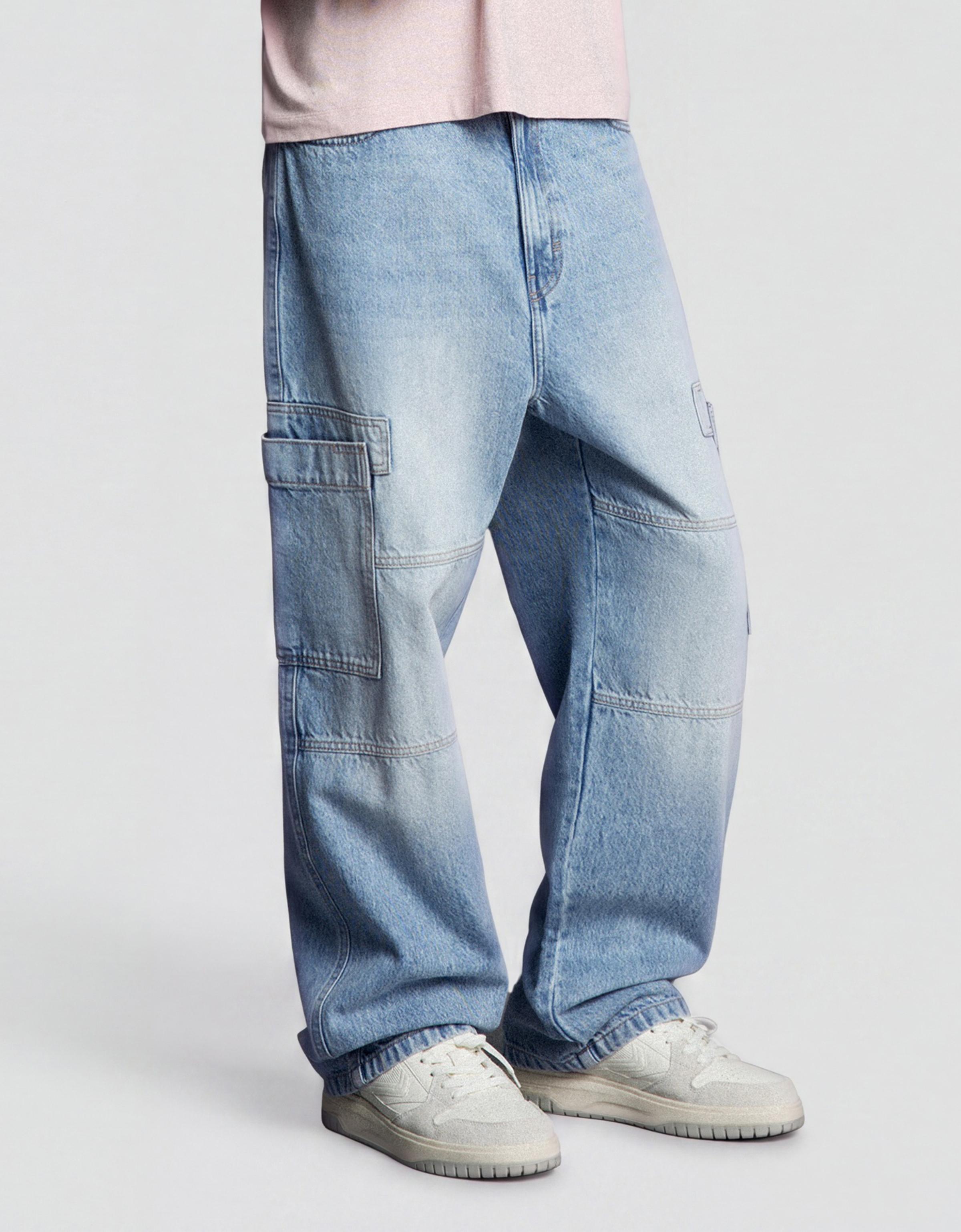Baggy cargo jeans — Light blue