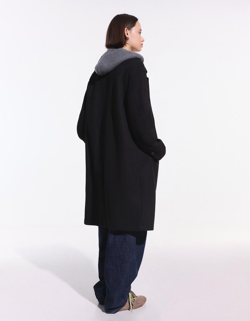 Manteau long doux-Noir