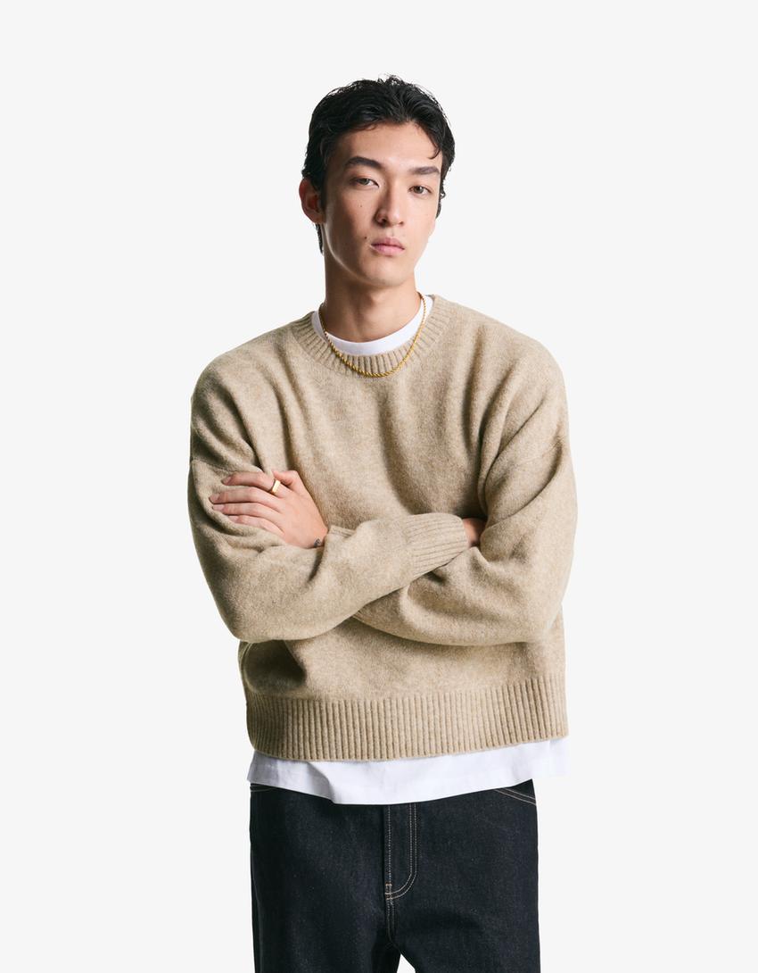 Cropped jumper-Camel-0