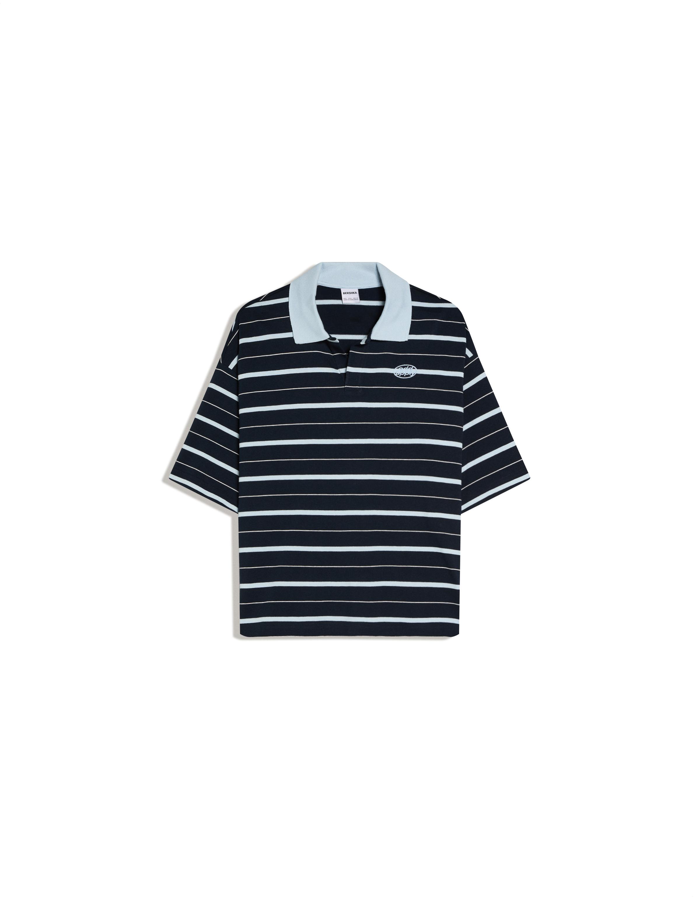 Kısa kollu çizgili işlemeli polo - Görsel 32