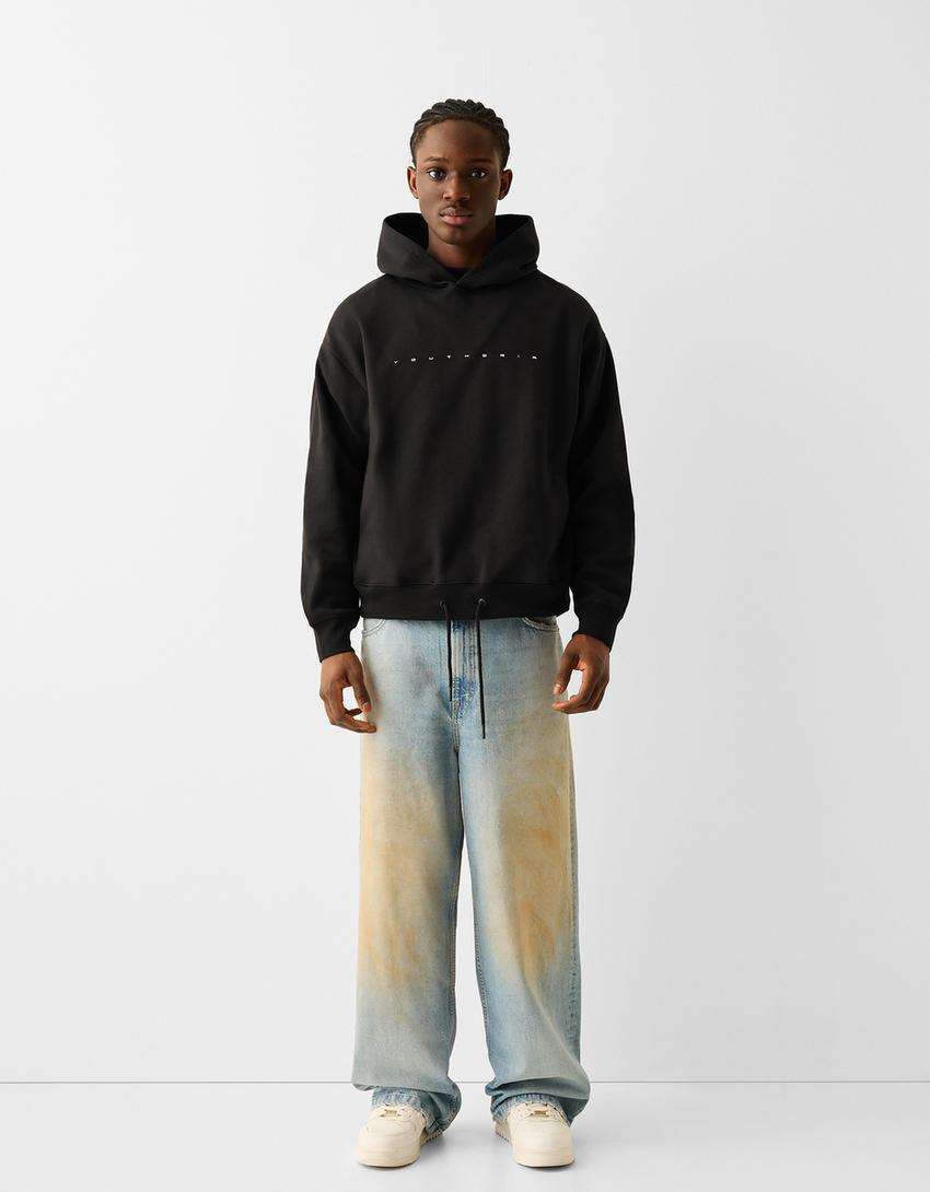 Printed hoodie-Black-3