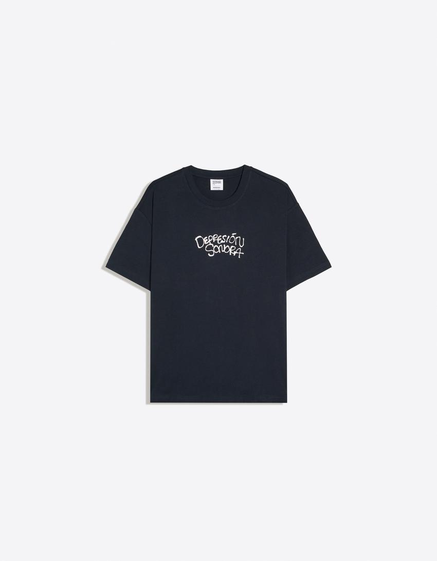 T-shirt manches courtes imprimé DEPRESION SONORA-Marine