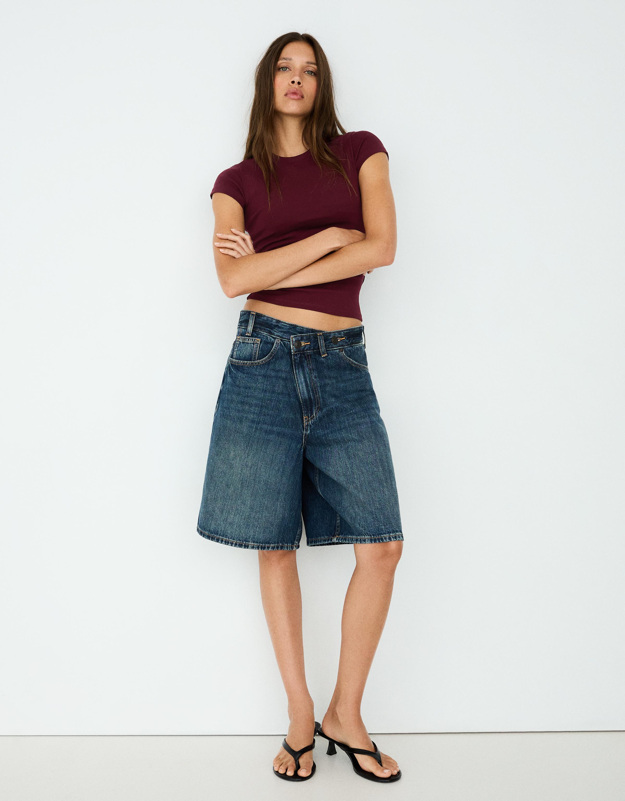 Short sleeve round neck T-shirt — Burgundy
