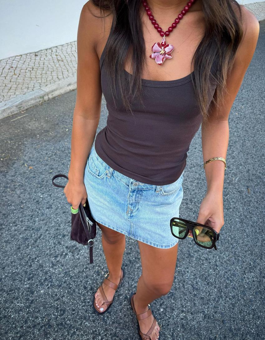 Denim minirok-Blauw