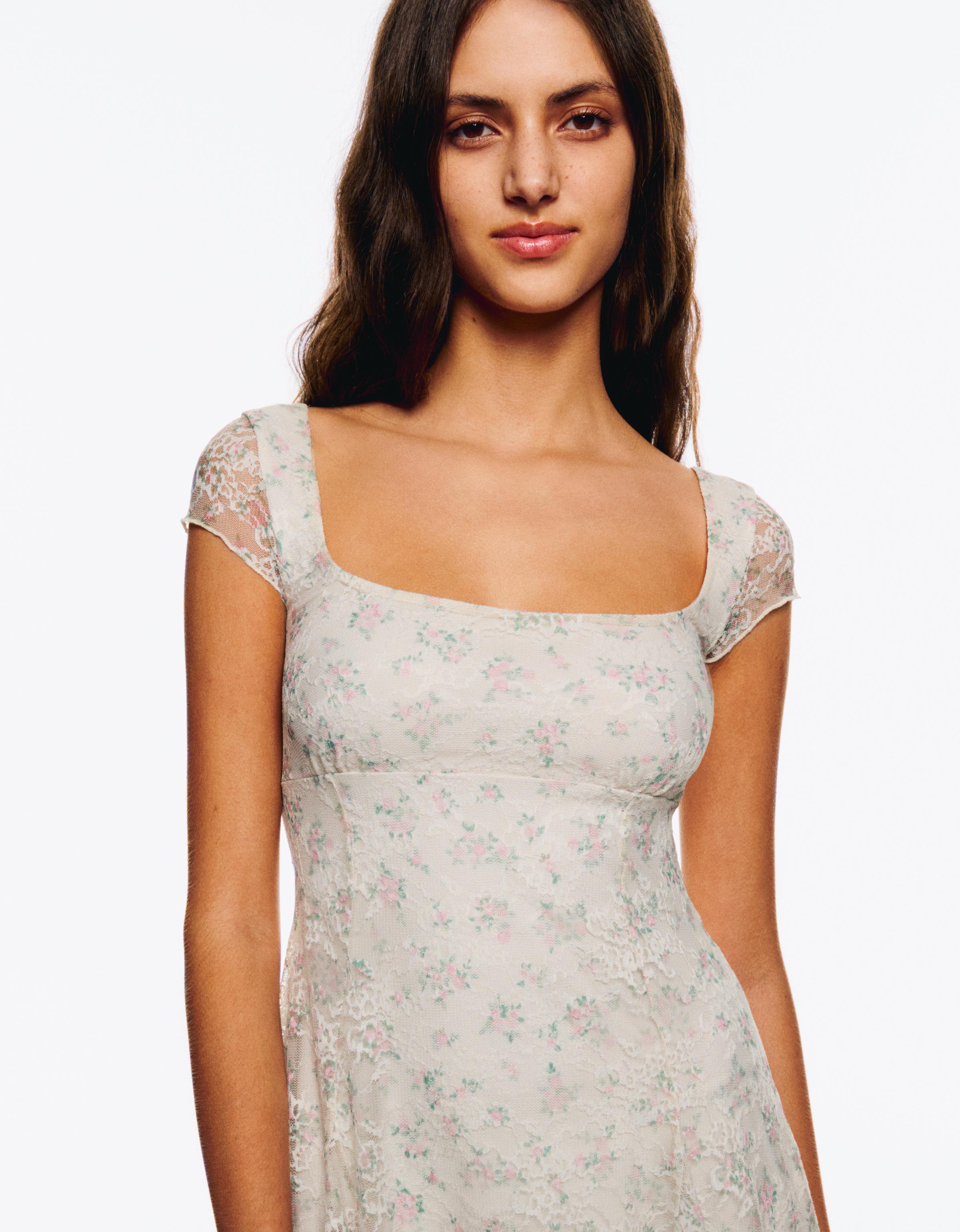 Printed blonde lace mini dress - Dresses and jumpsuits