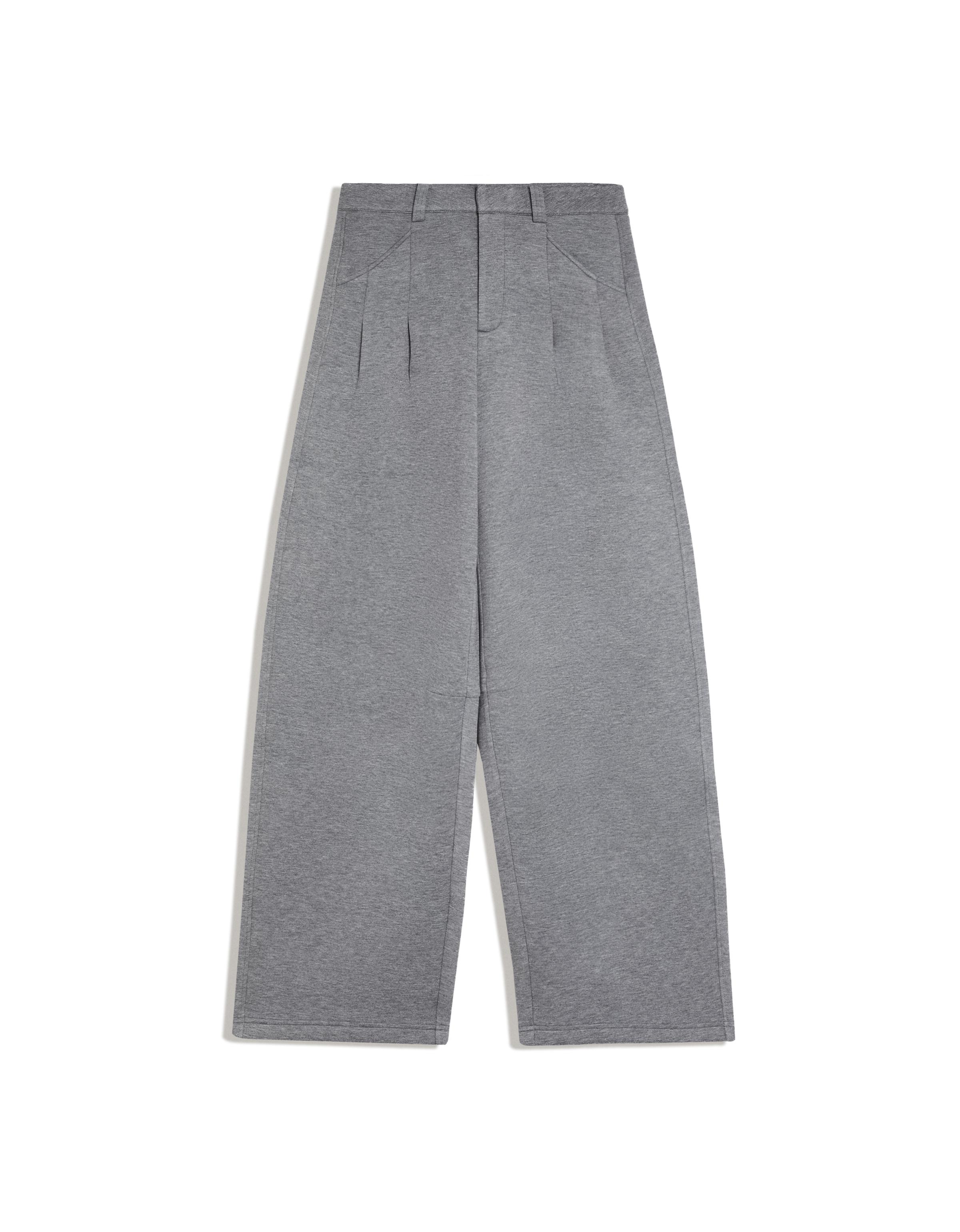 Darted scuba barrel trousers — Grey