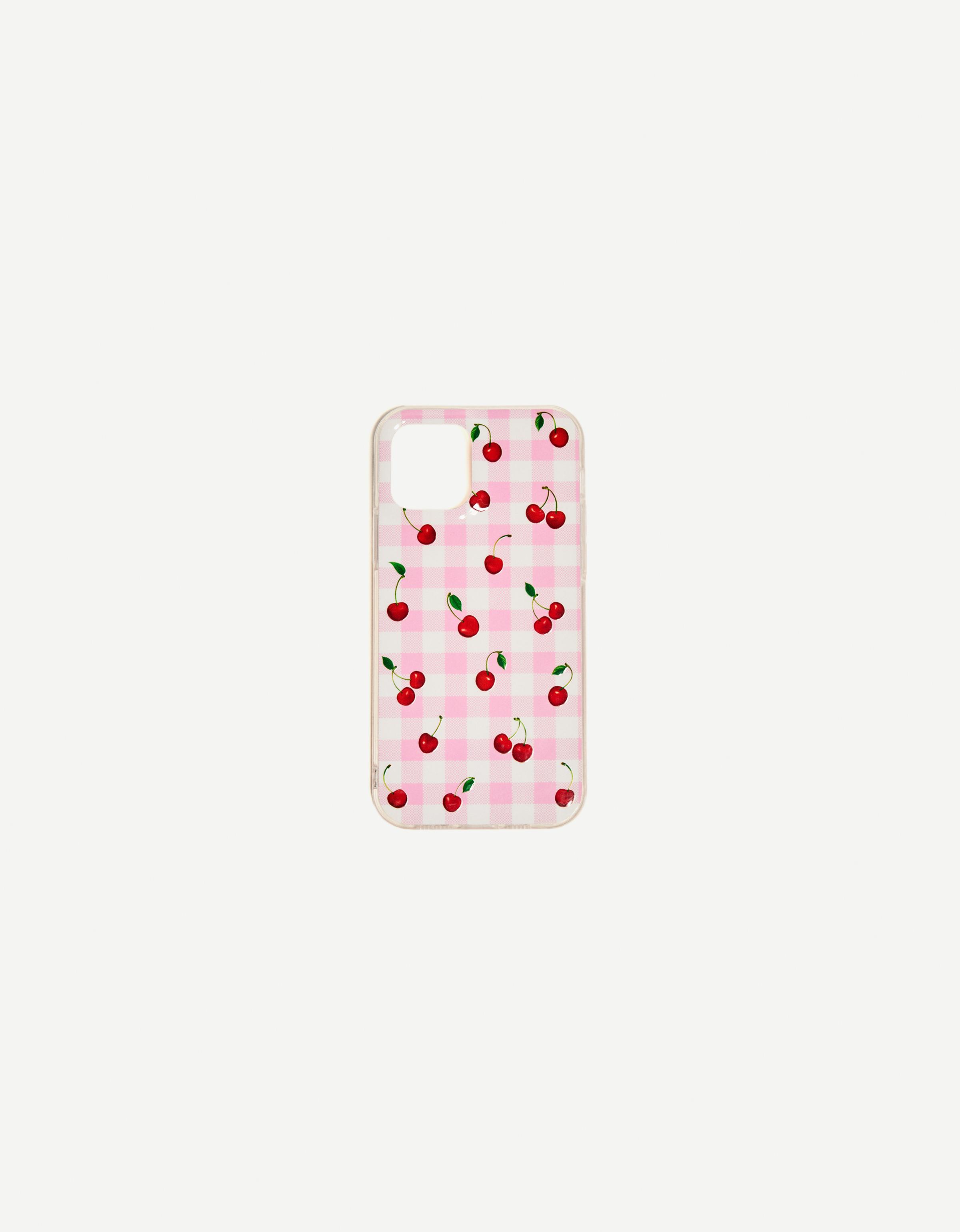 Bershka Iphone-Hülle Mit Vichykaros Und Kirschen Damen Iphone 14 Pro Max Rosa