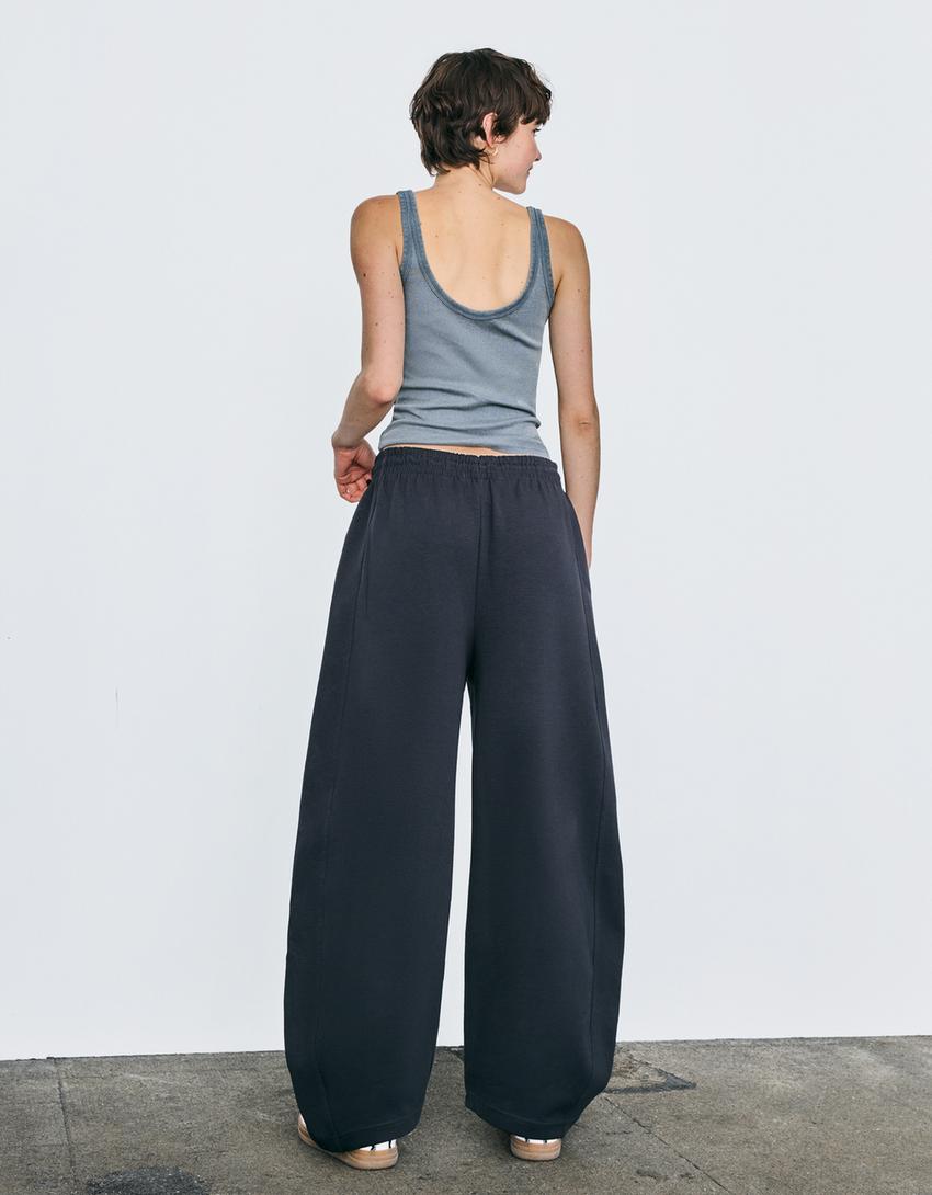 Plush barrel trousers-Grey