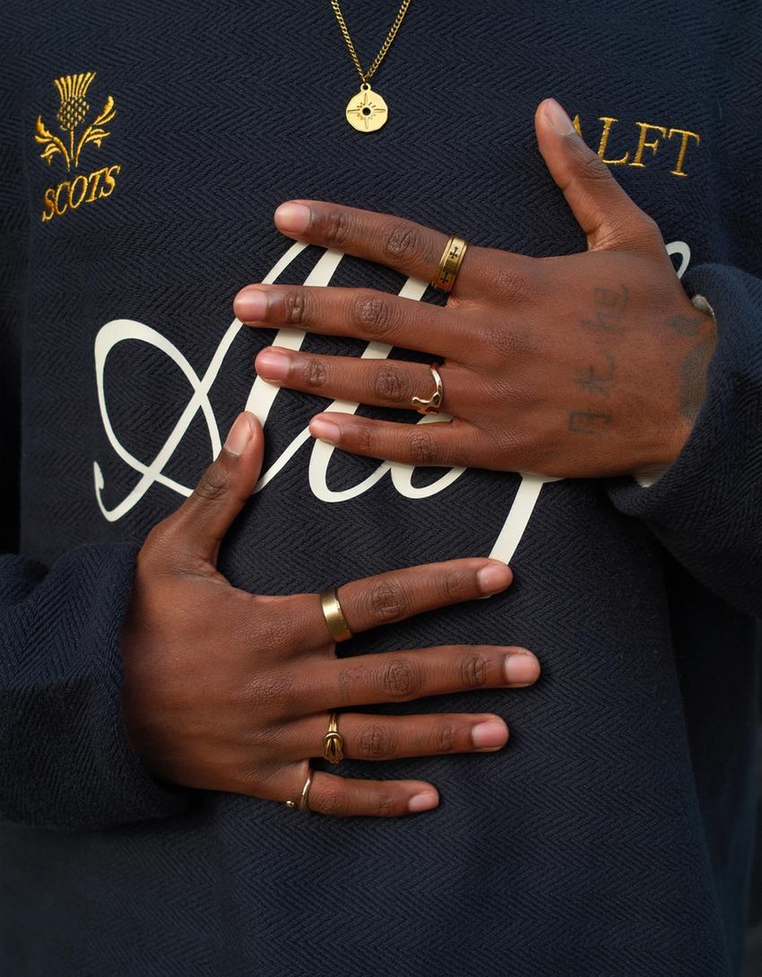 Polo manga larga boxy print-Marino