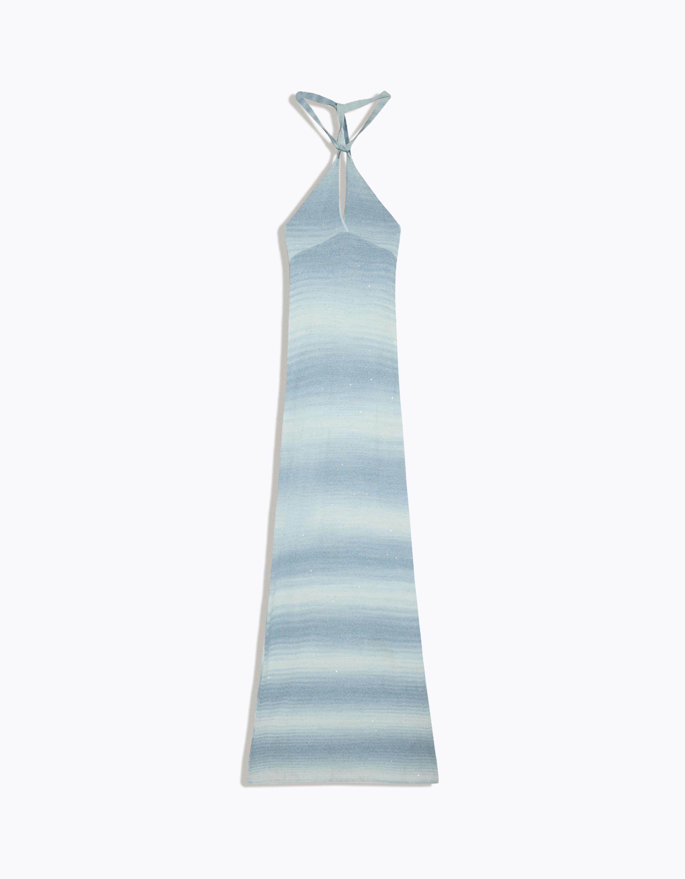 Sequin halter midi dress — Blue