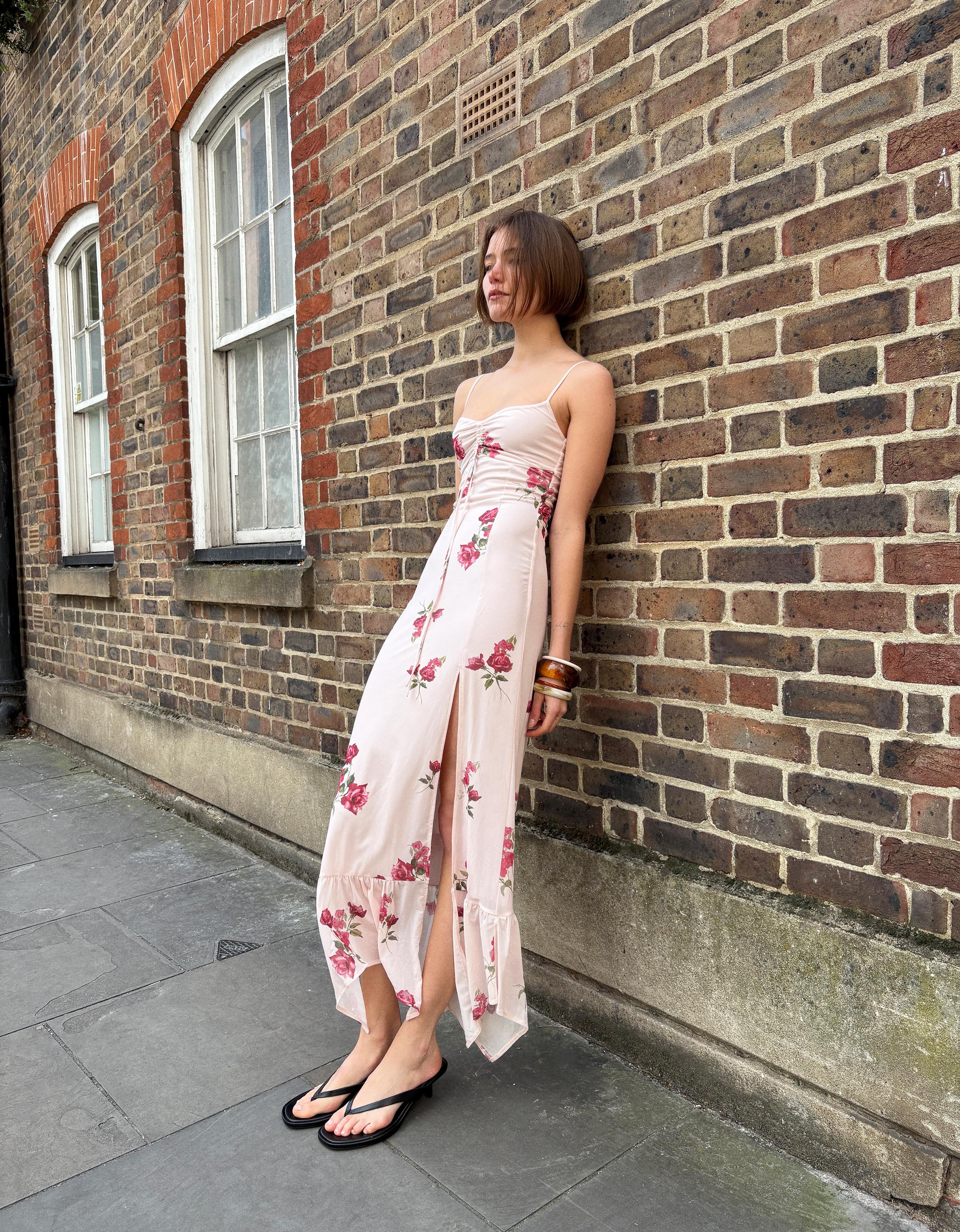 Bershka Midi-Trägerkleid Aus Tüll Mit Print Damen Xs Rosa