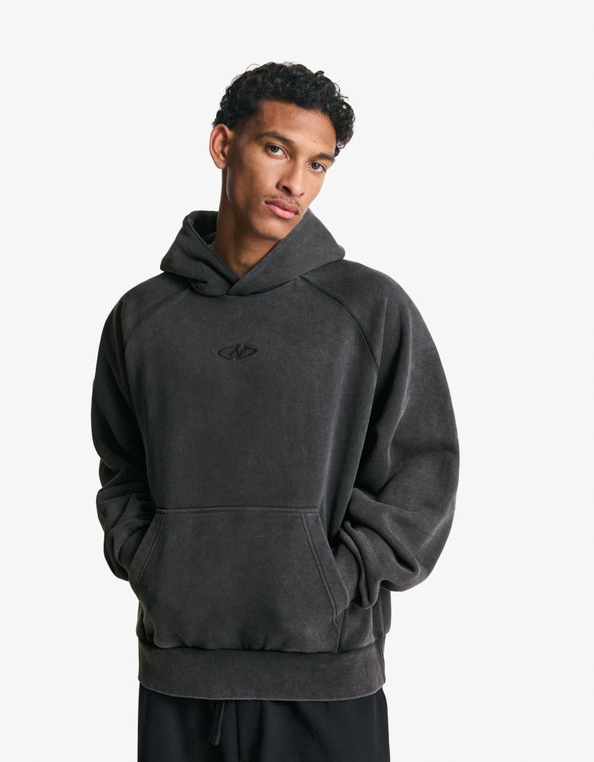 Boxy fit hoodie-Grey-0