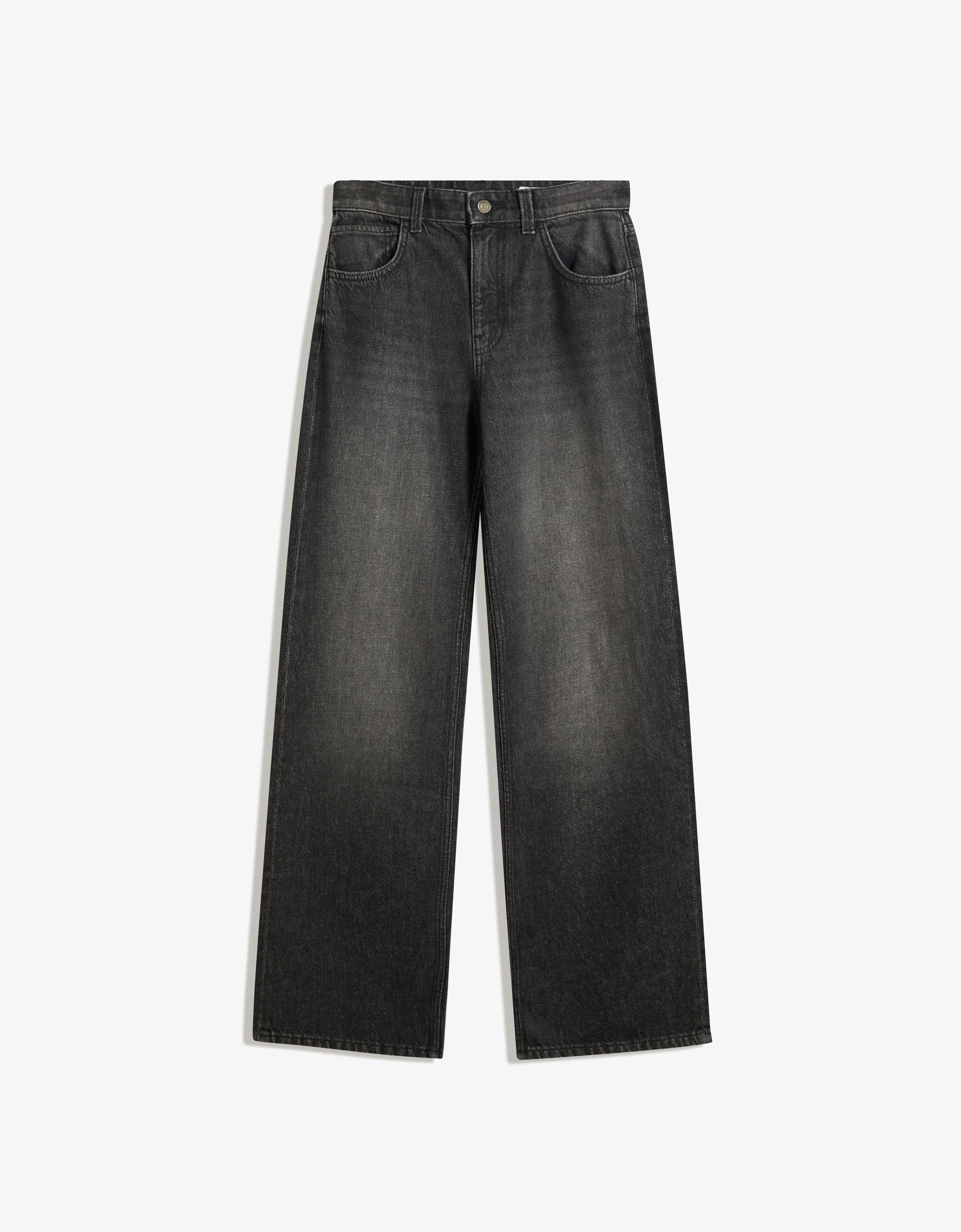 Bershka Jeans Mit Weitem Bein, Straight Leg Damen 10-12 Schwarz