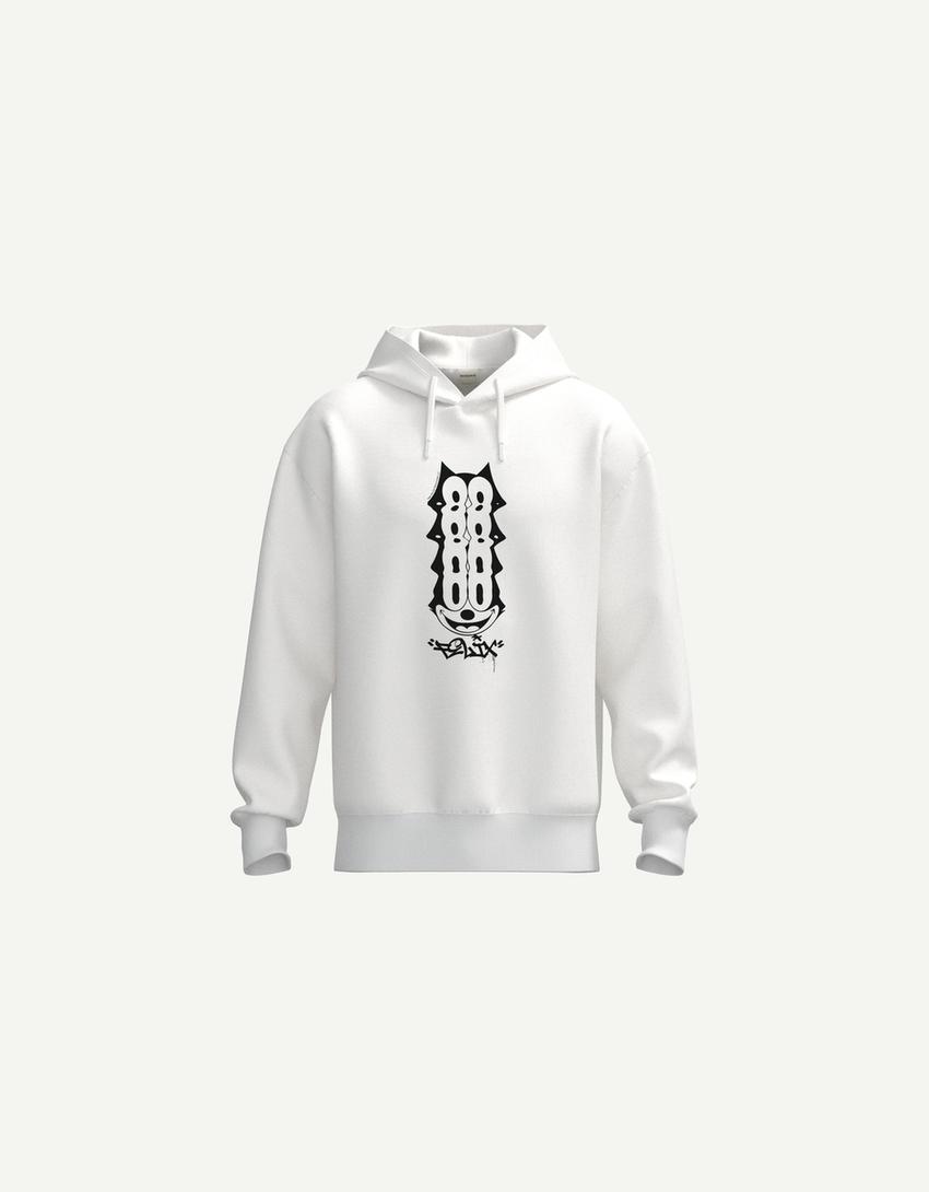 Bluza z kapturem Felix the Cat-Biały