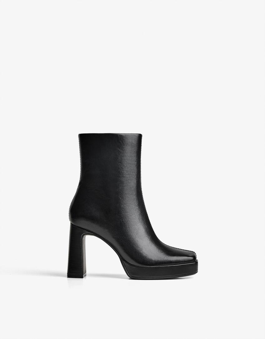 Bottines à talon plateforme-Noir