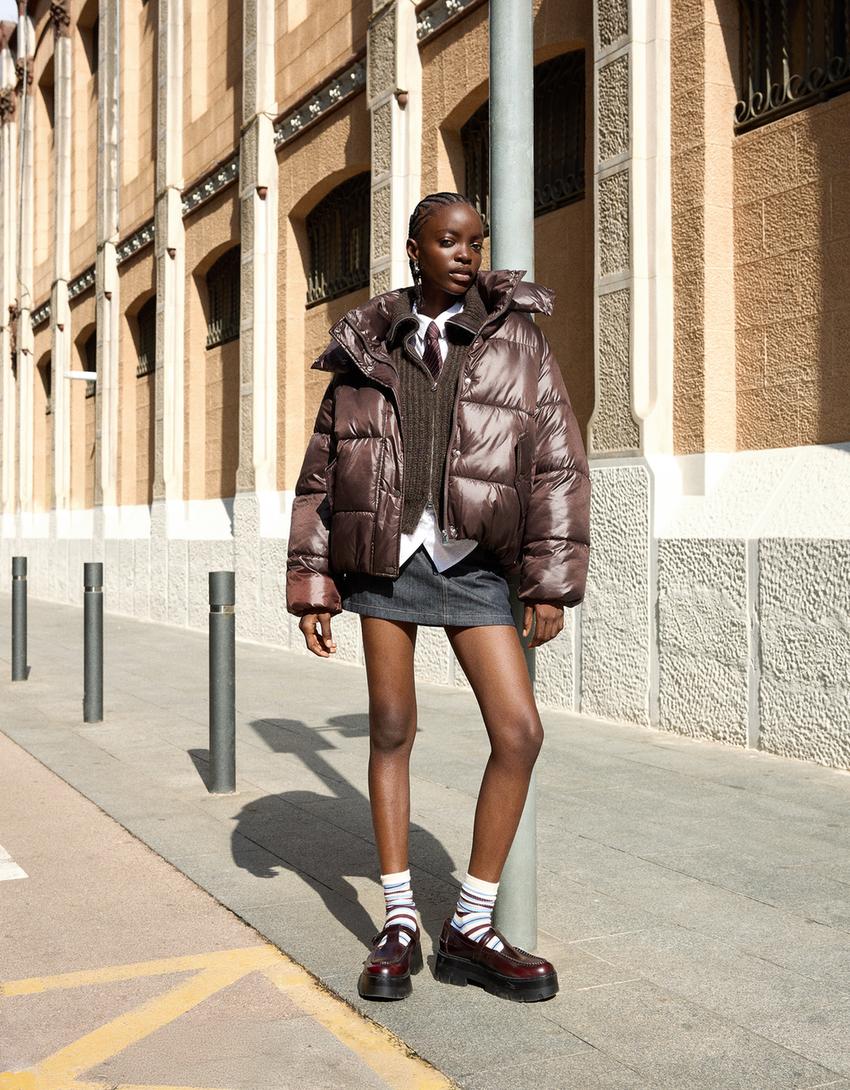 Water-repellent thermal insulation puffer jacket Women Bershka