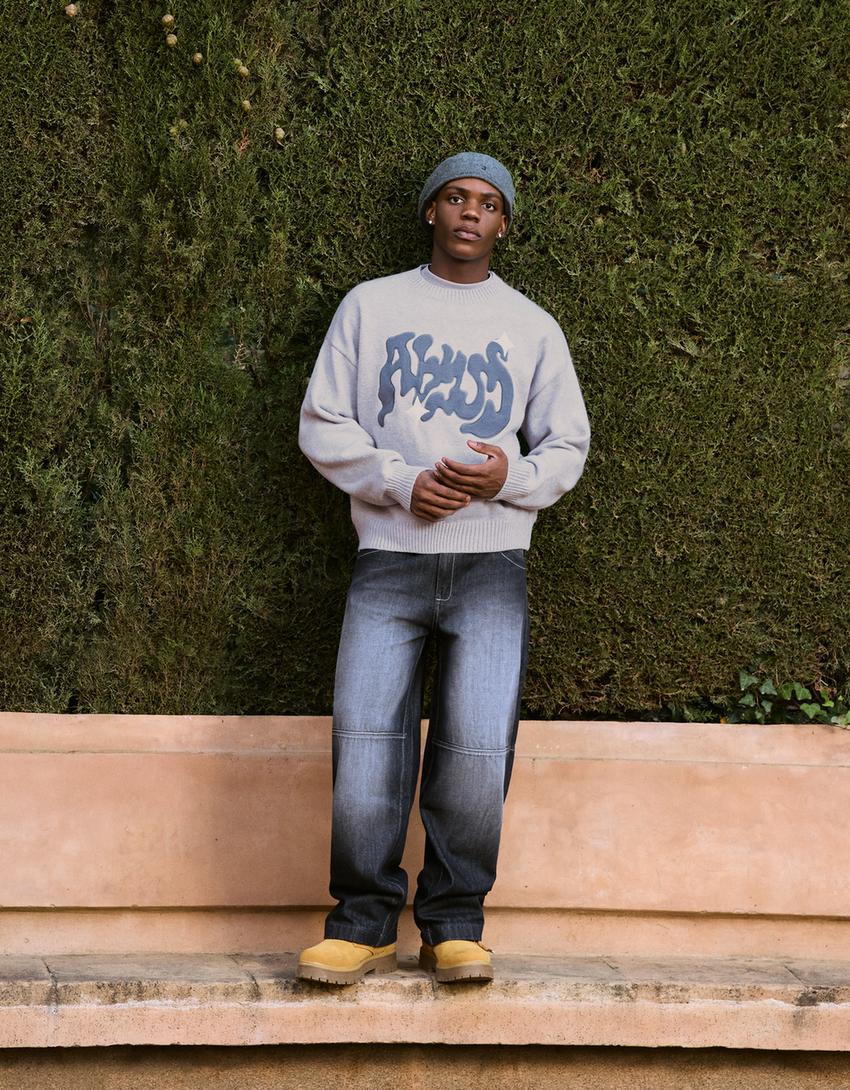 Jersey con patch graffiti-Azzurro