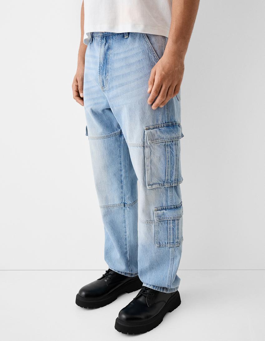 Jeans cargo baggy-Azul lavado-3
