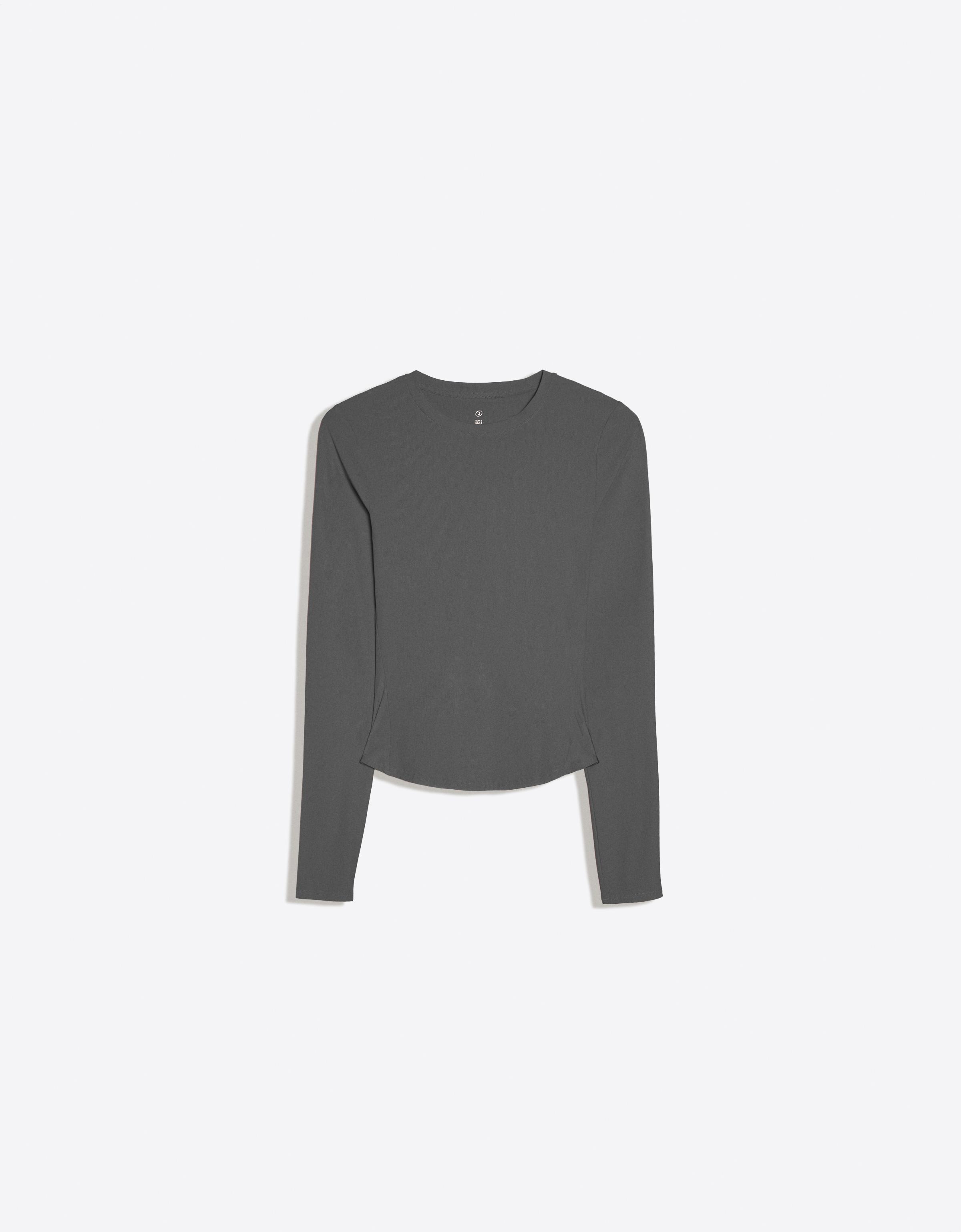 Bershka Camiseta Manga Larga Técnica Mujer Grafito