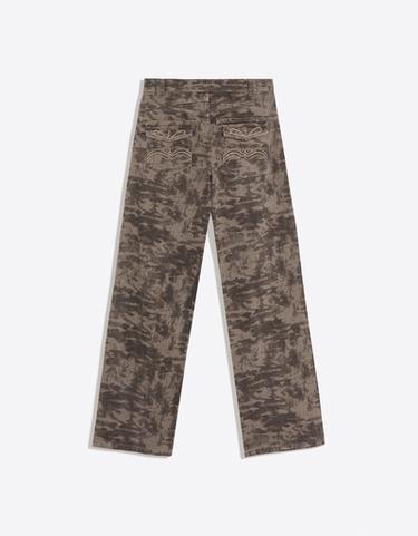 Printed embroidered studded trousers — Brown 6