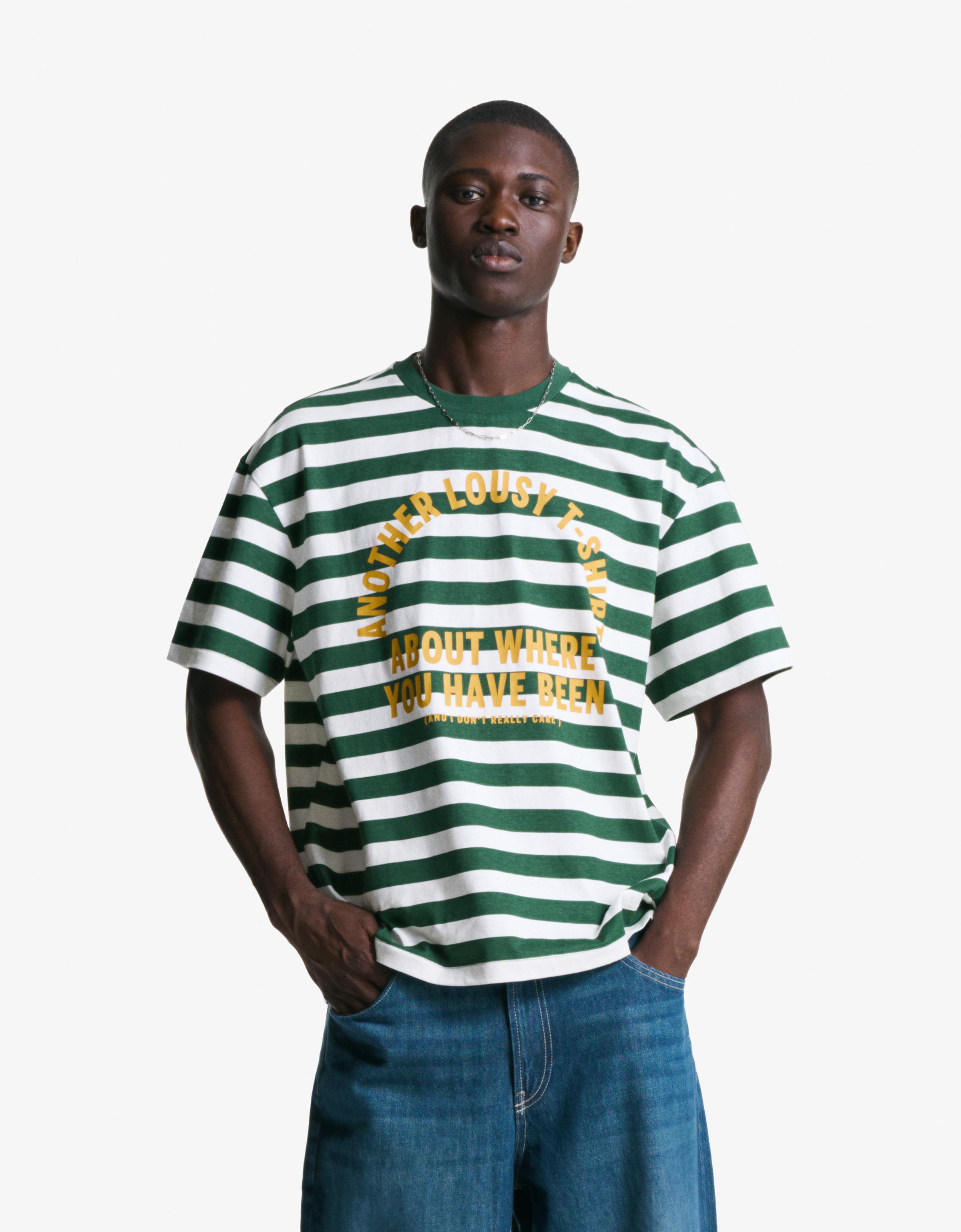 Bershka T-Shirt Mit Print Und Kurzen Ärmeln Herren M Grün