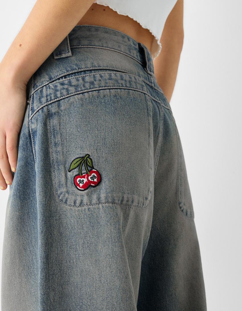 Mega baggy embroidered jeans-Light blue-6