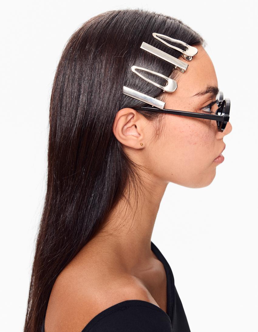 6-Pack haarclips-Zilver