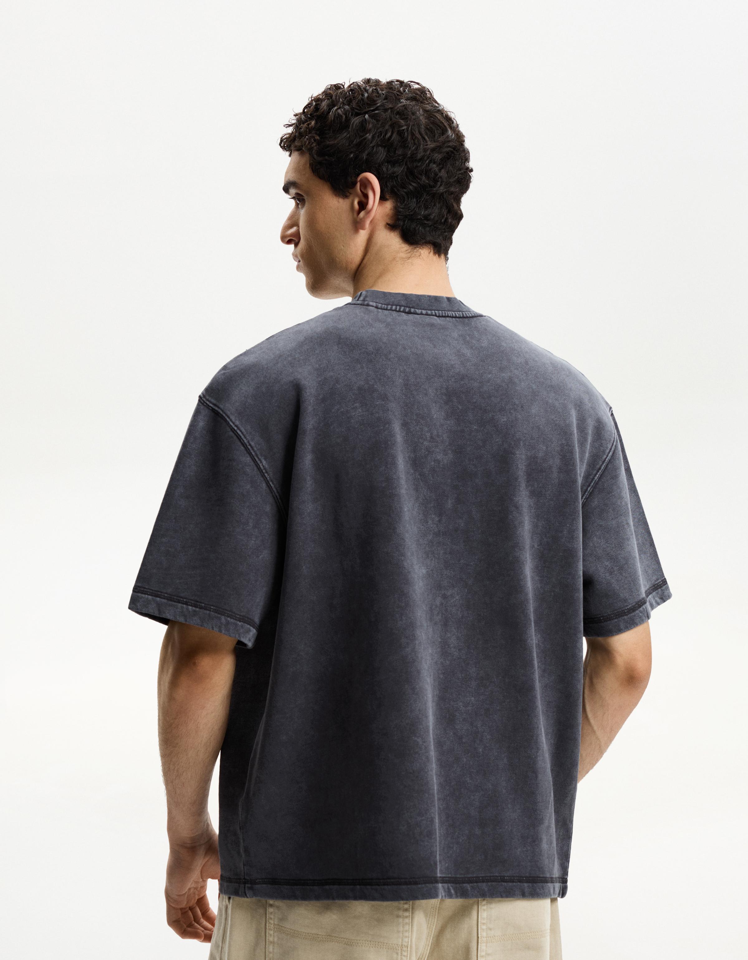 Embroidered plush short sleeve T-shirt - T-shirts - Men
