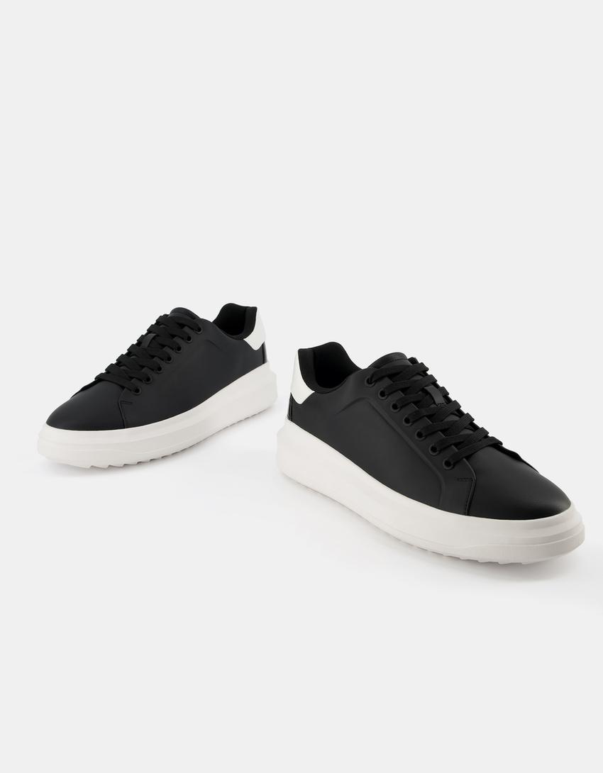 حذاء رياضي رجالي سميك بنقشة طبعة حيوانية-أسود-4