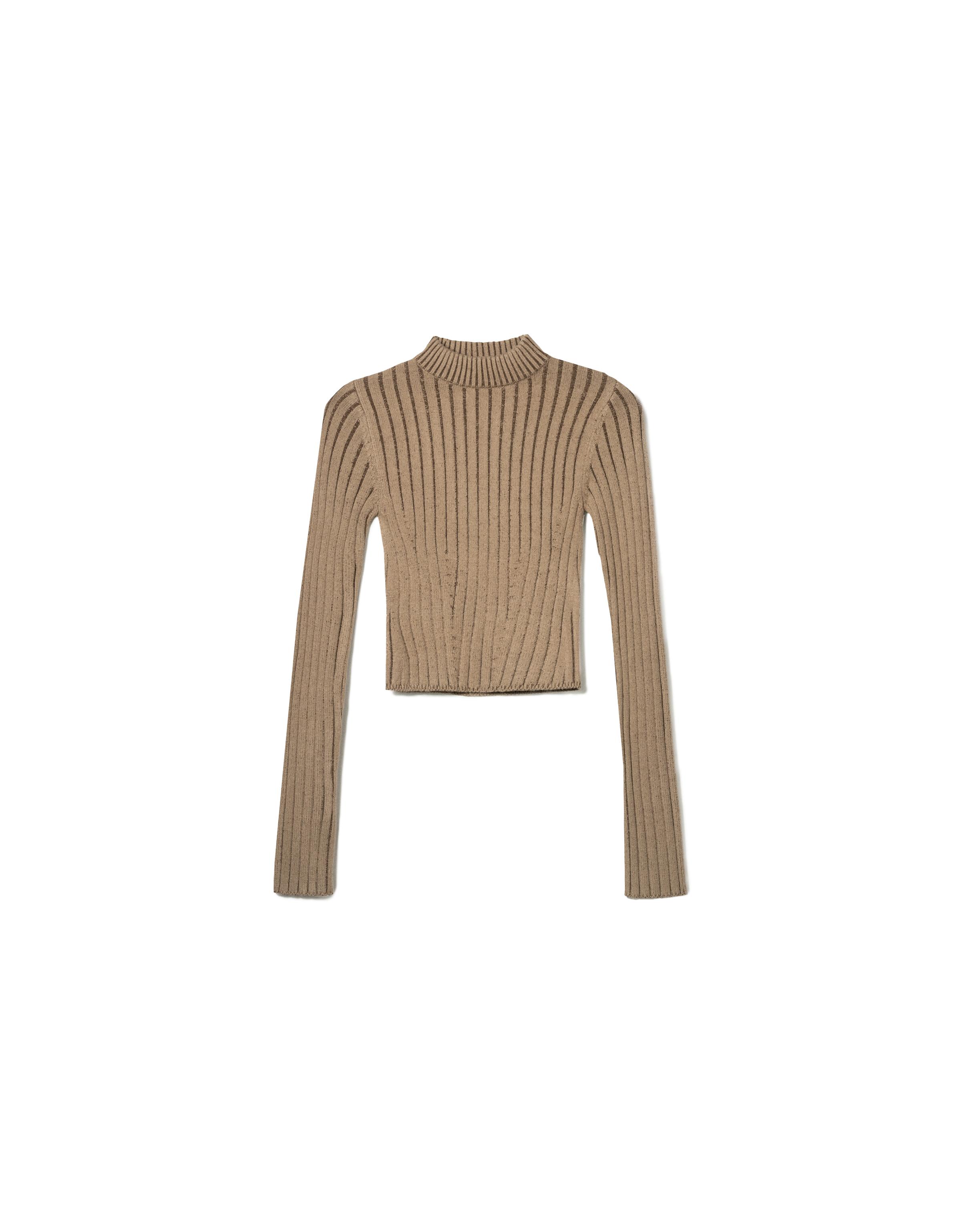 Bershka Rollkragenpullover Im Rippenstrick Damen M Braun