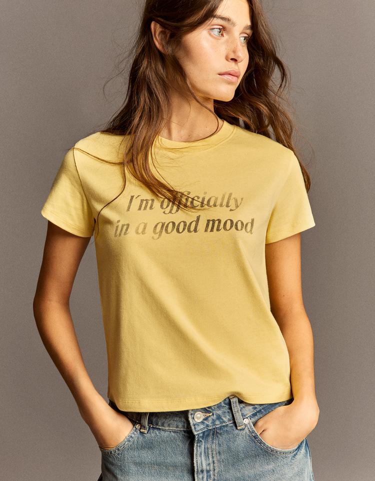 Short sleeve print T-shirt — Yellow