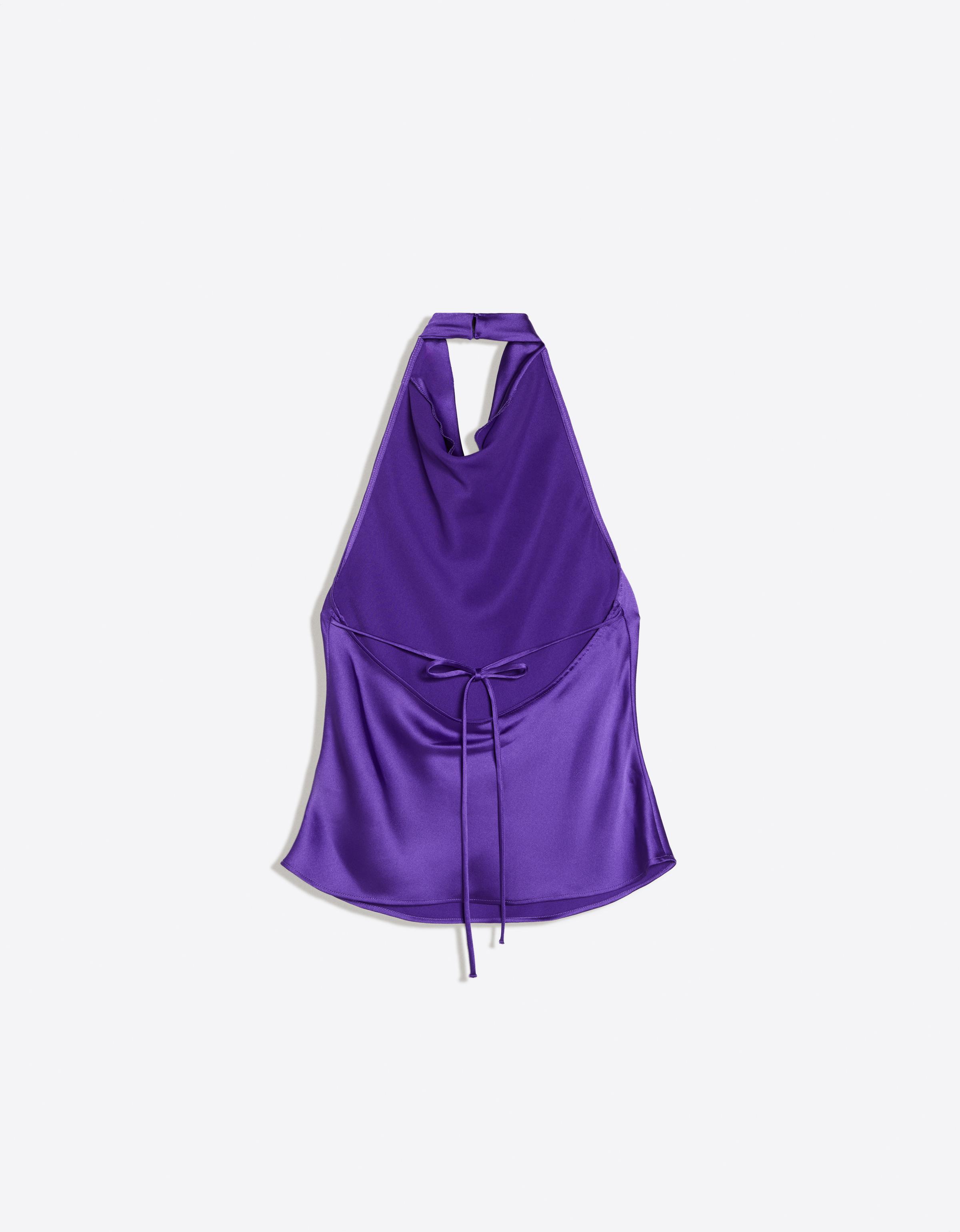 Draped sateen top — Violet