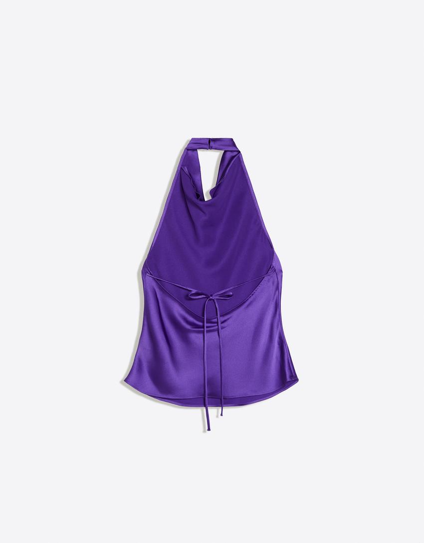 Draped sateen top-Violet