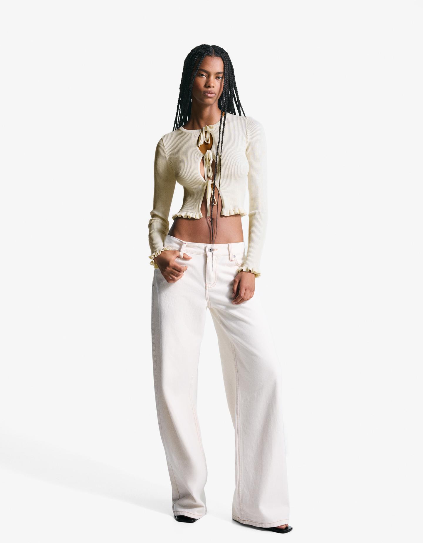 Bershka Chaqueta Lazada Volantes Mujer S Crudo