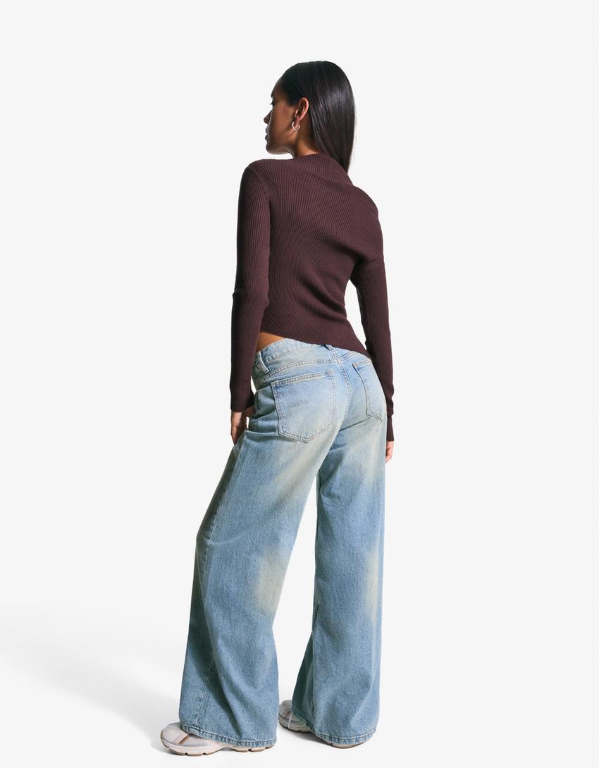 Wide-leg jeans-Washed out blue