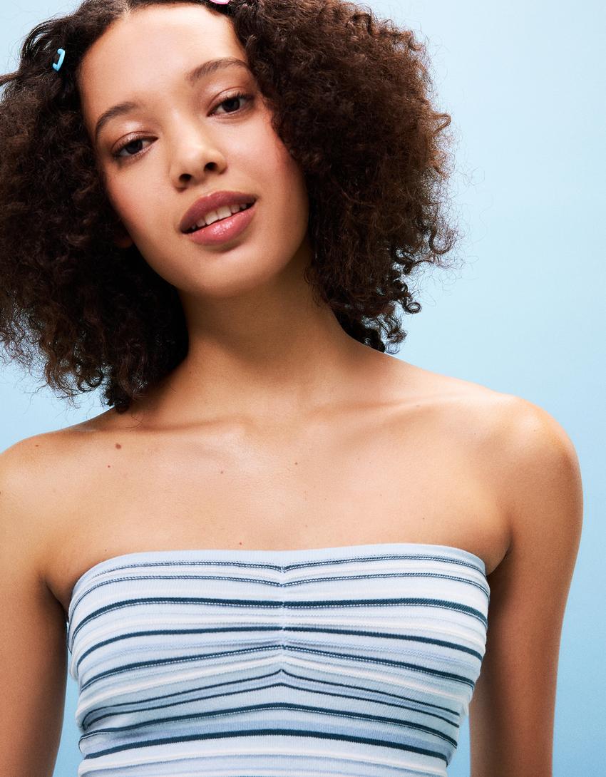 Top bandeau rayas-Azul