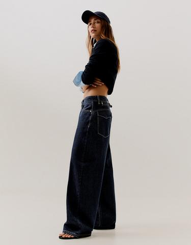 Barrel jeans with back buckle — Navy 1