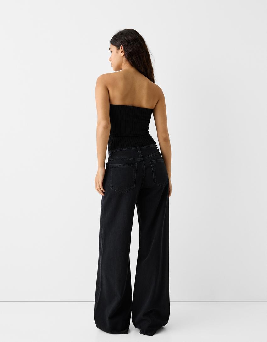 Örme bandeau top-Siyah-1