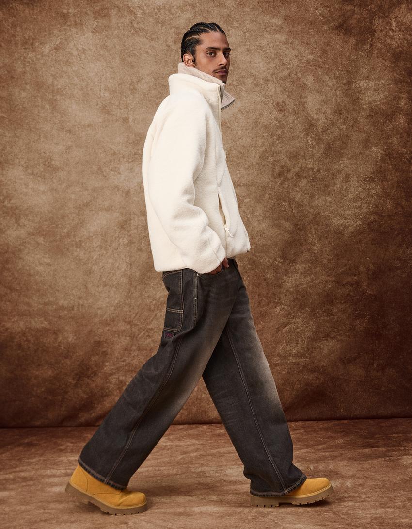 Faux shearling jacket-Cream